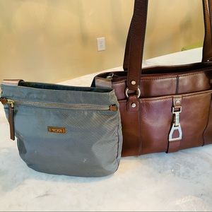 Tumi crossbody and brown shoulder bag